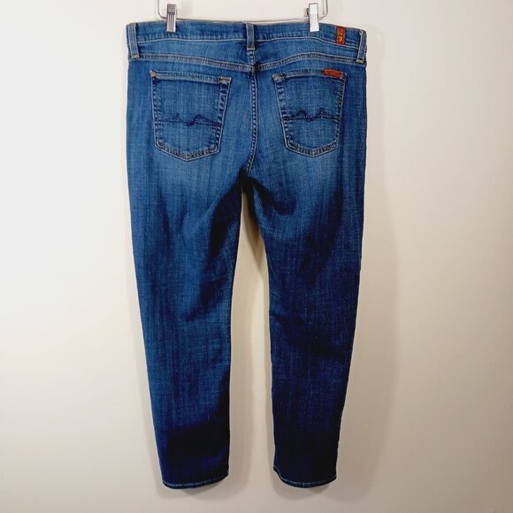 7 For All Mankind Jose Fina Boyfriend Skinny Jeans Size 30, Med Wash, Button Fly - Picture 7 of 16